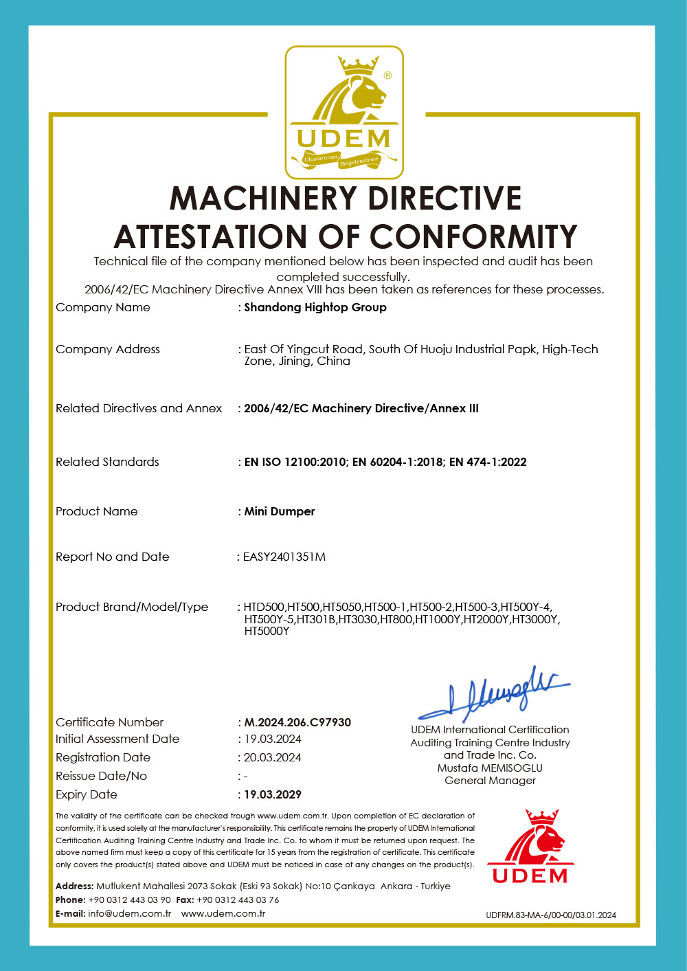 HIGHTOP Mini Dumper CE